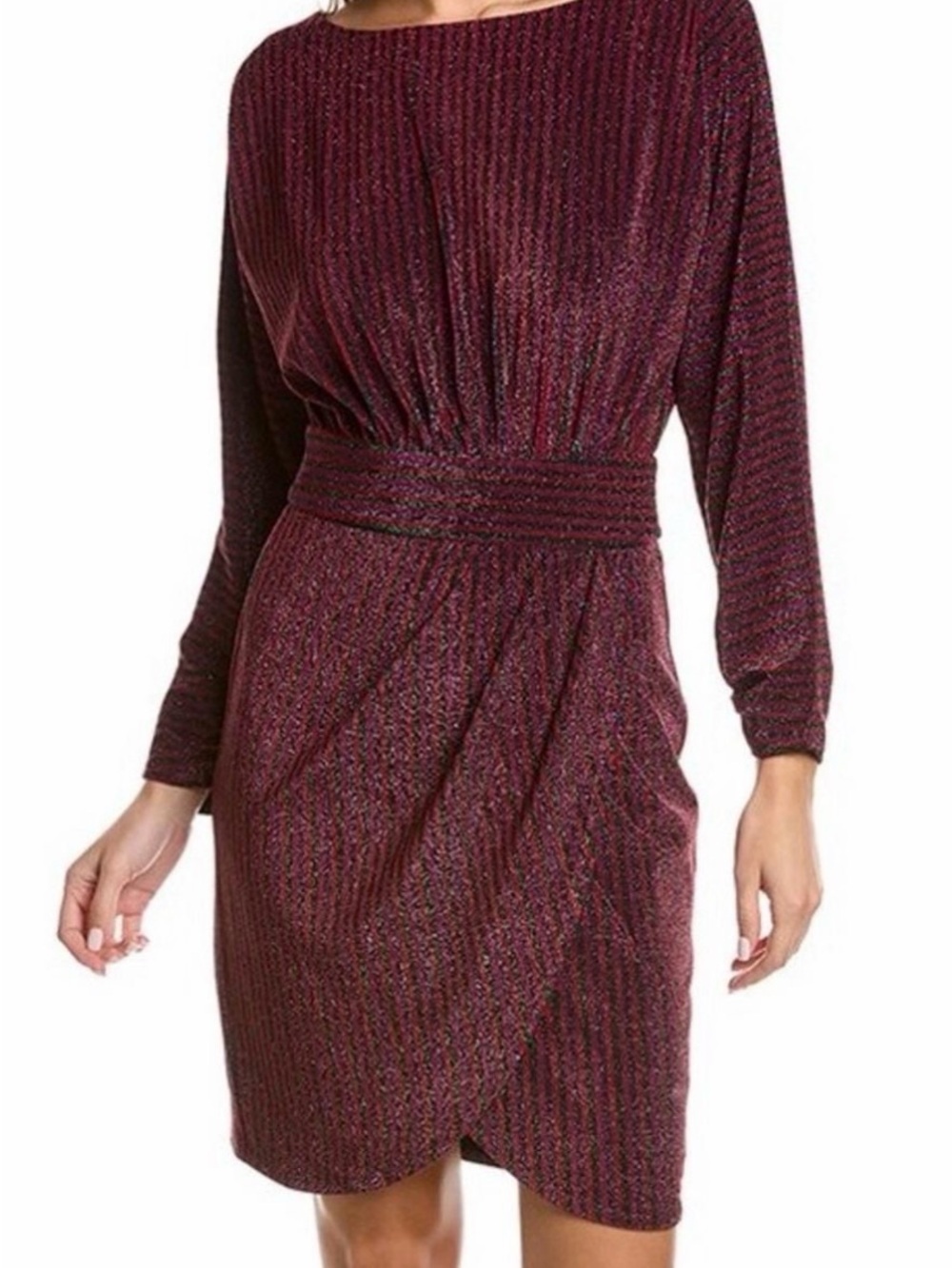 Trina Turk Concoction Long-Sleeve Shimmery Holiday Dress - Size 2